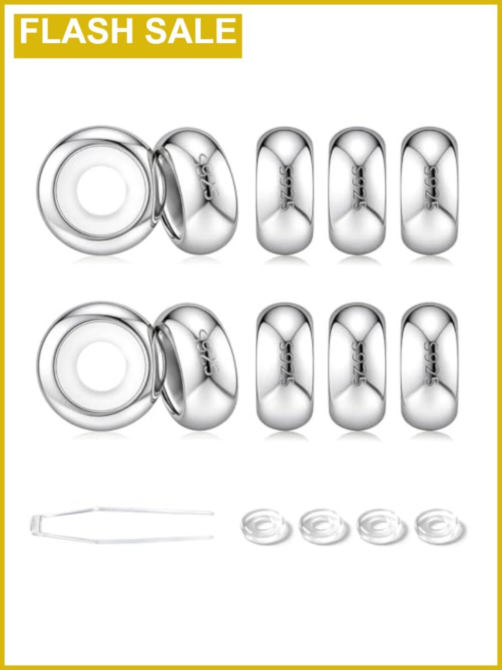 Sterling Silver Charm Stoppers 10pcs for Beaded Bracelets Snake Chain Jewelry